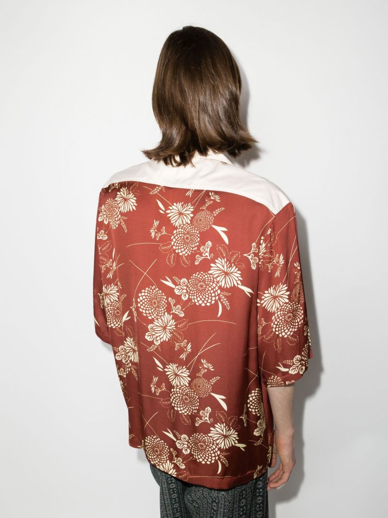 X Browns Focus Red Floral Print Cotton Shirt