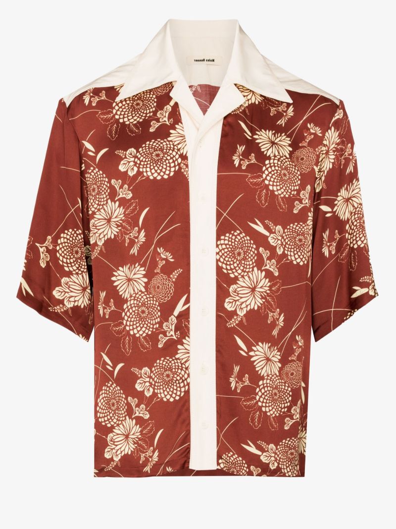X Browns Focus Red Floral Print Cotton Shirt