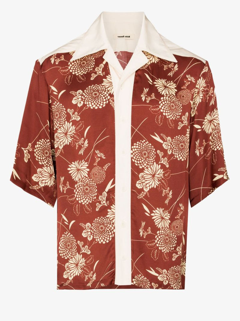 X Browns Focus Red Floral Print Cotton Shirt