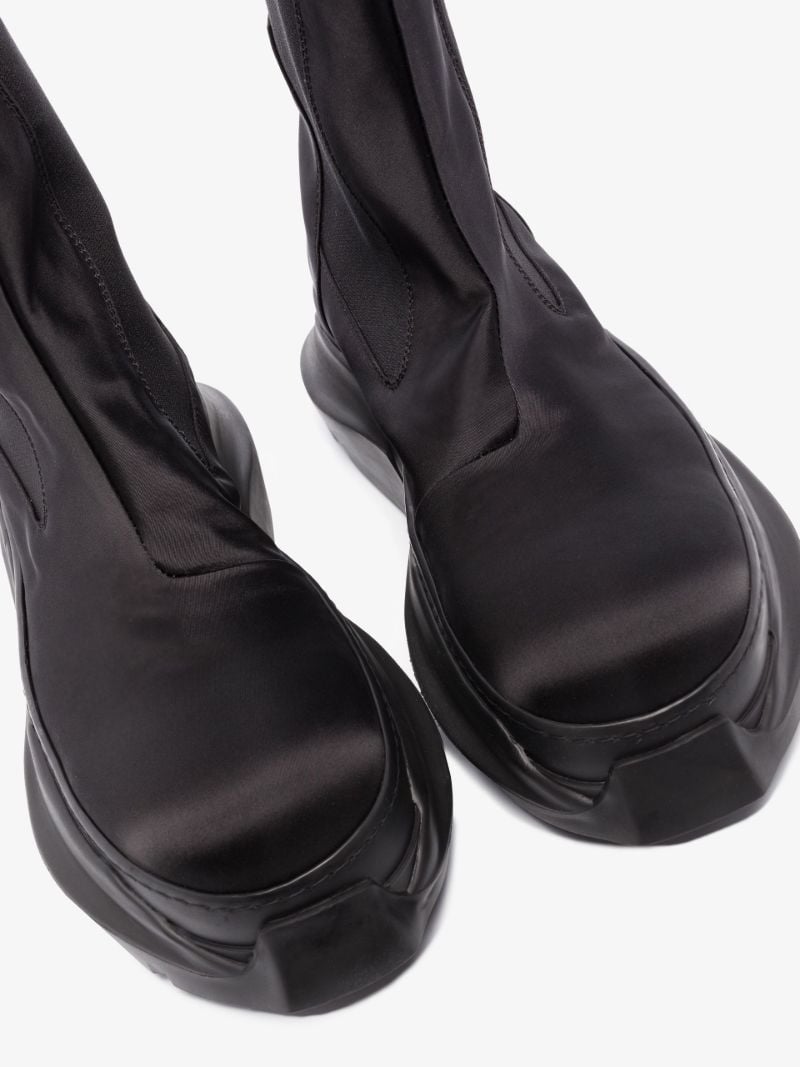 Black Beatle Abstract Satin Chelsea Boots