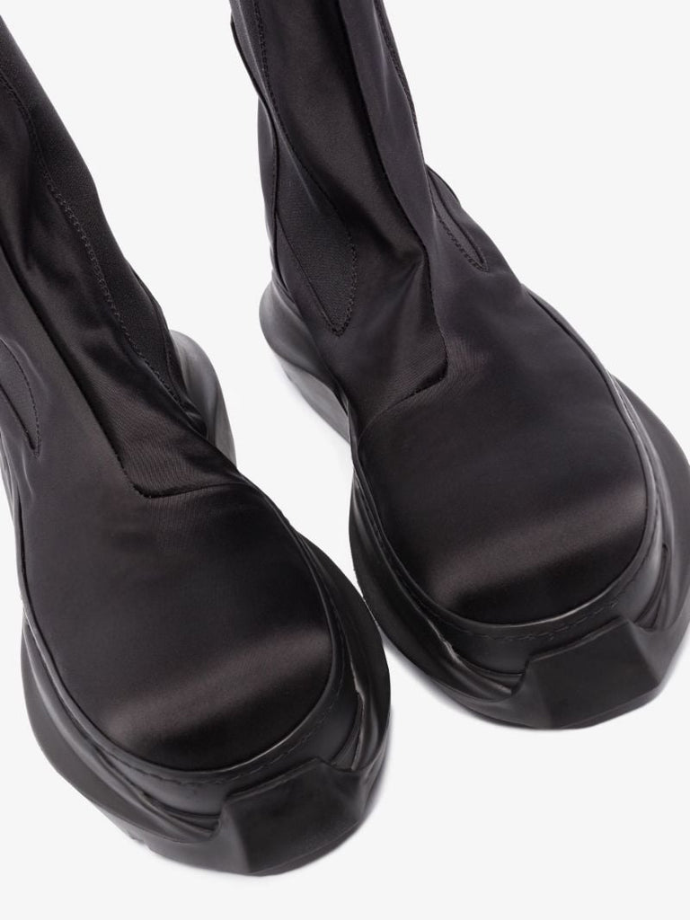 Black Beatle Abstract Satin Chelsea Boots