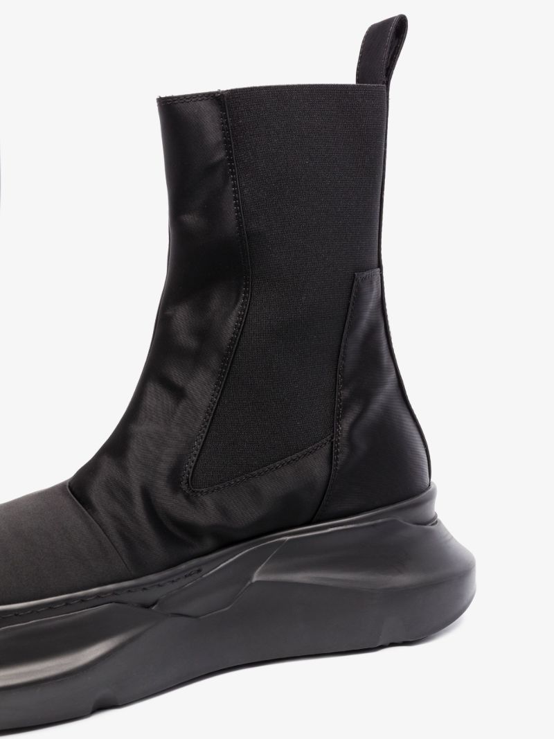 Black Beatle Abstract Satin Chelsea Boots