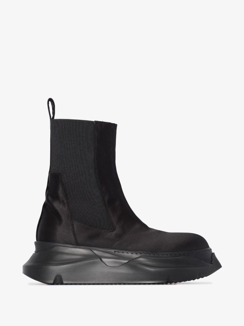 Black Beatle Abstract Satin Chelsea Boots