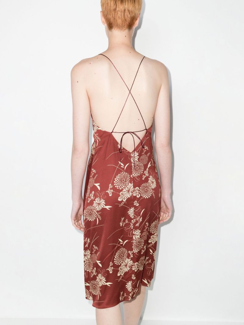 X Browns Focus Red Floral Print Midi Slip Dress