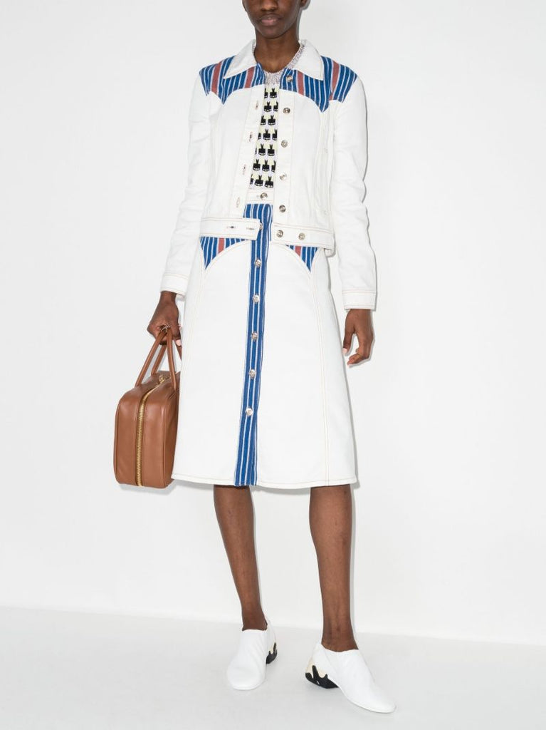 X Browns Focus White Cropped Organic Denim Jacket