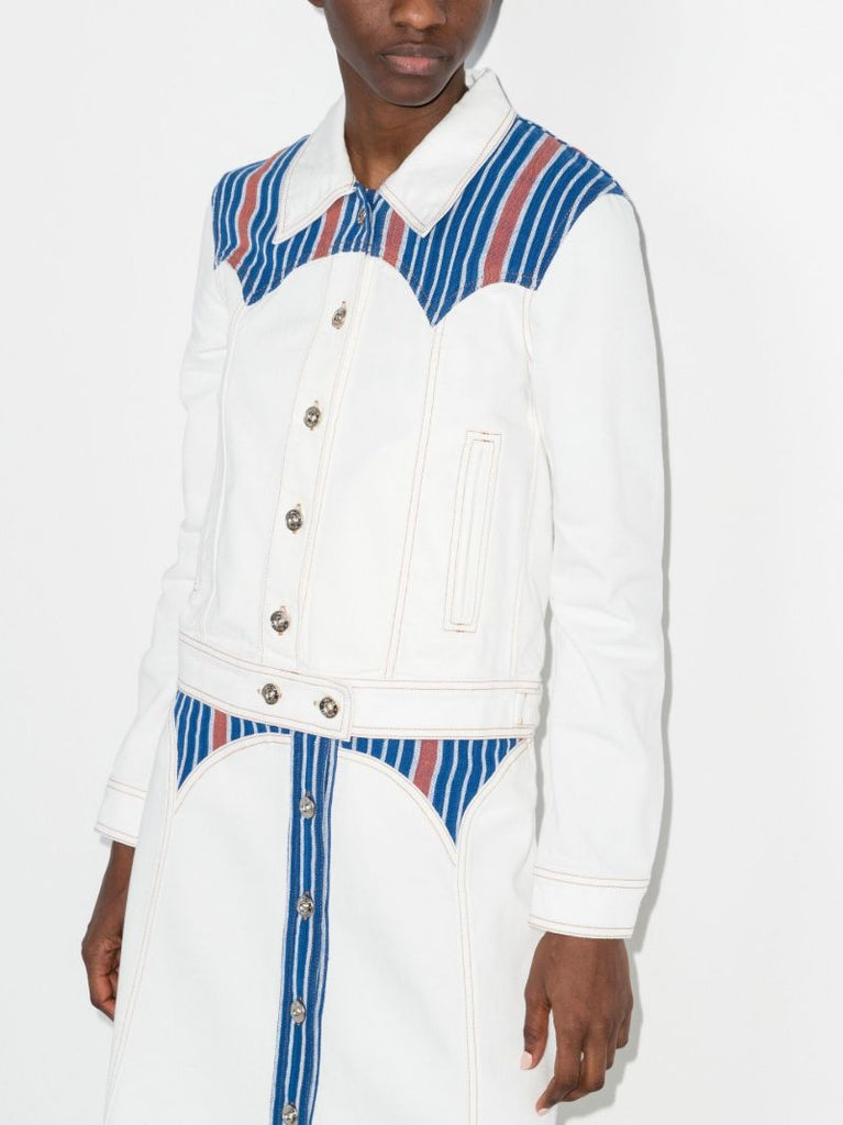X Browns Focus White Cropped Organic Denim Jacket