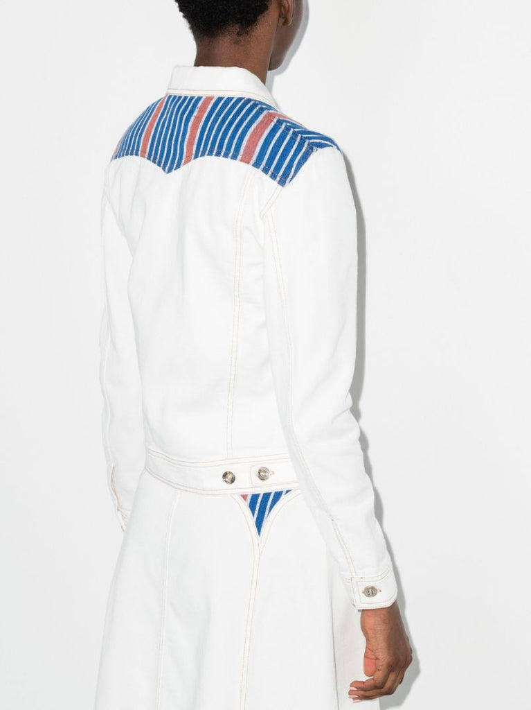 X Browns Focus White Cropped Organic Denim Jacket