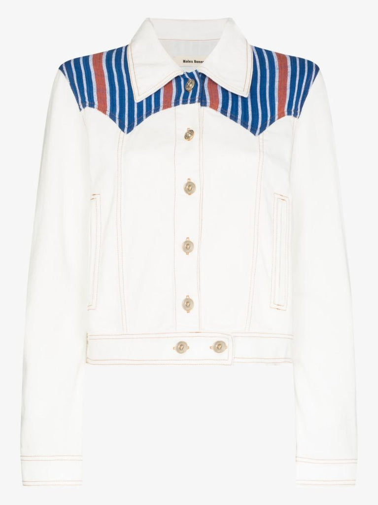 X Browns Focus White Cropped Organic Denim Jacket
