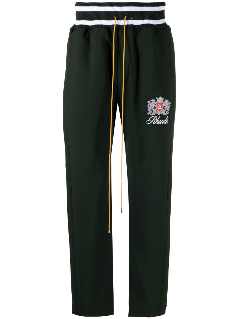 Green Embroidered Logo Track Pants