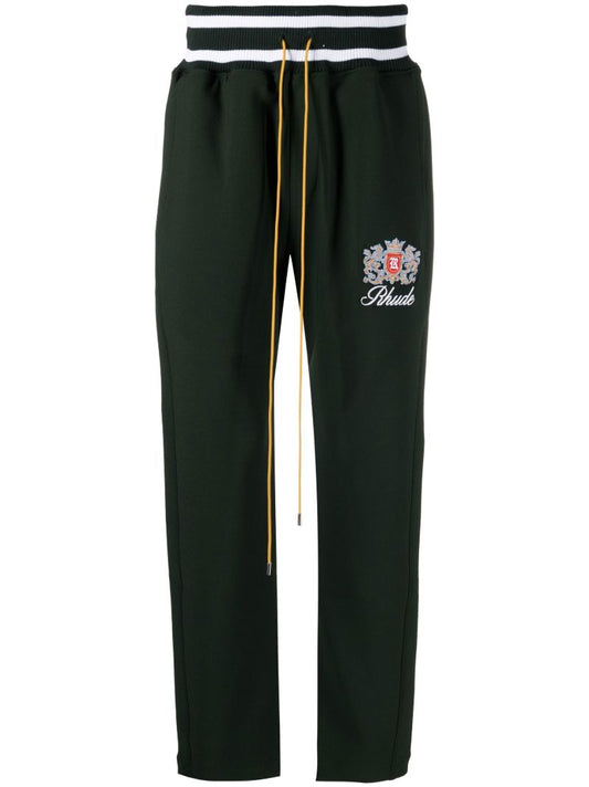 Green Embroidered Logo Track Pants