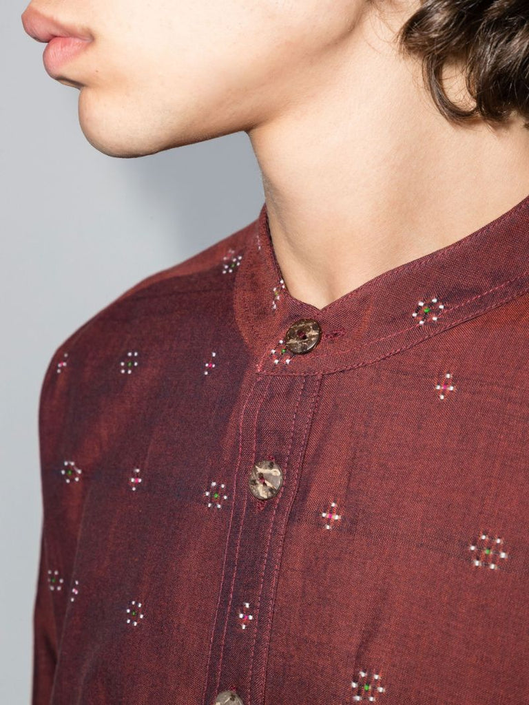 Brown Jondal Collarless Shirt