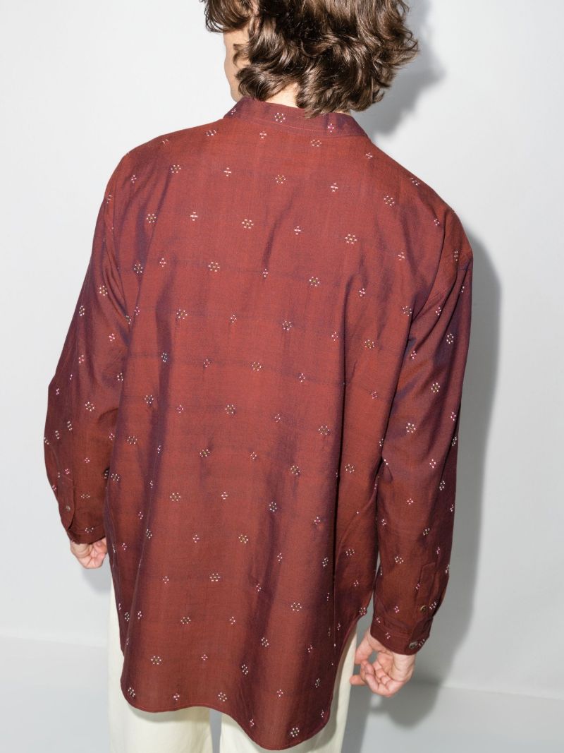 Brown Jondal Collarless Shirt