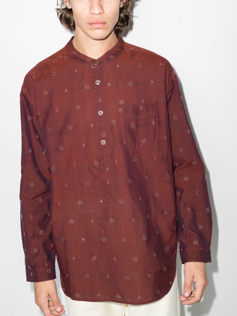 Brown Jondal Collarless Shirt