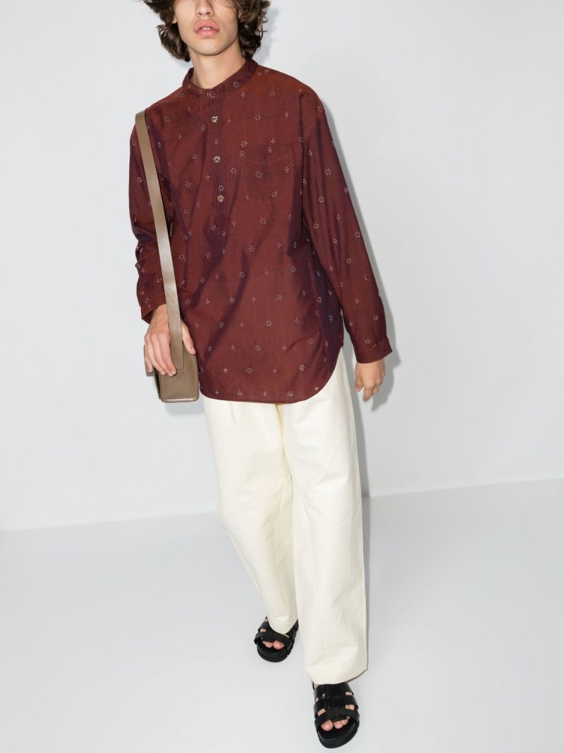 Brown Jondal Collarless Shirt