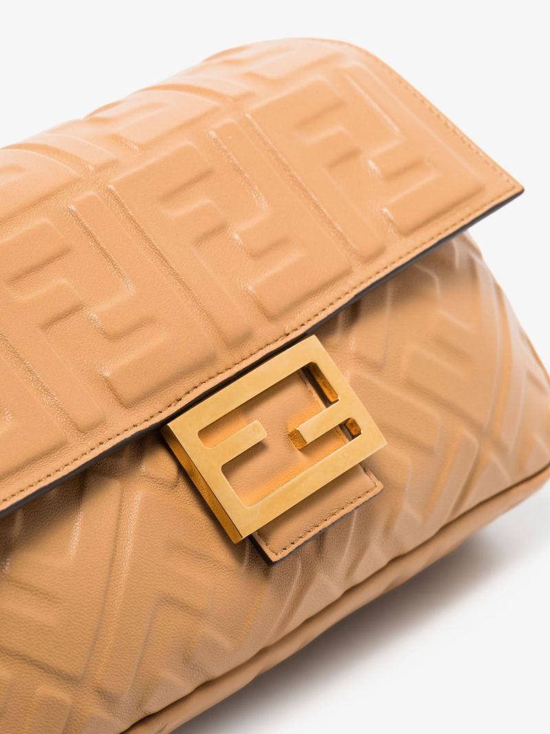 Neutral Baguette Monogram Leather Shoulder Bag