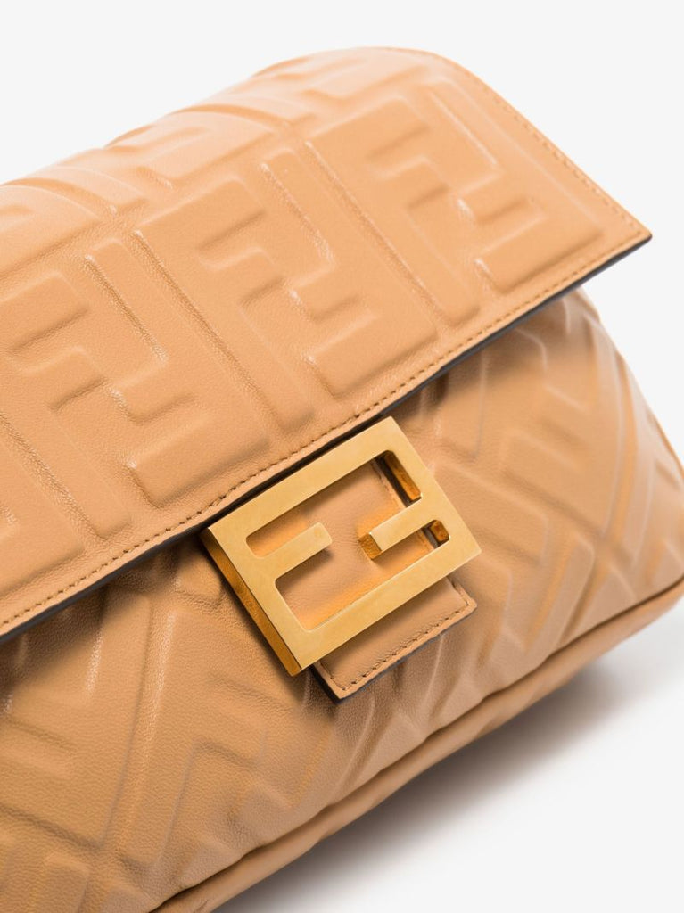 Neutral Baguette Monogram Leather Shoulder Bag