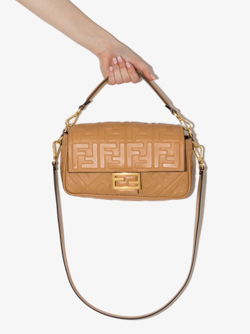 Neutral Baguette Monogram Leather Shoulder Bag