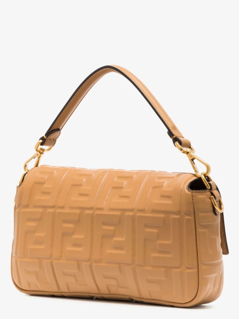 Neutral Baguette Monogram Leather Shoulder Bag