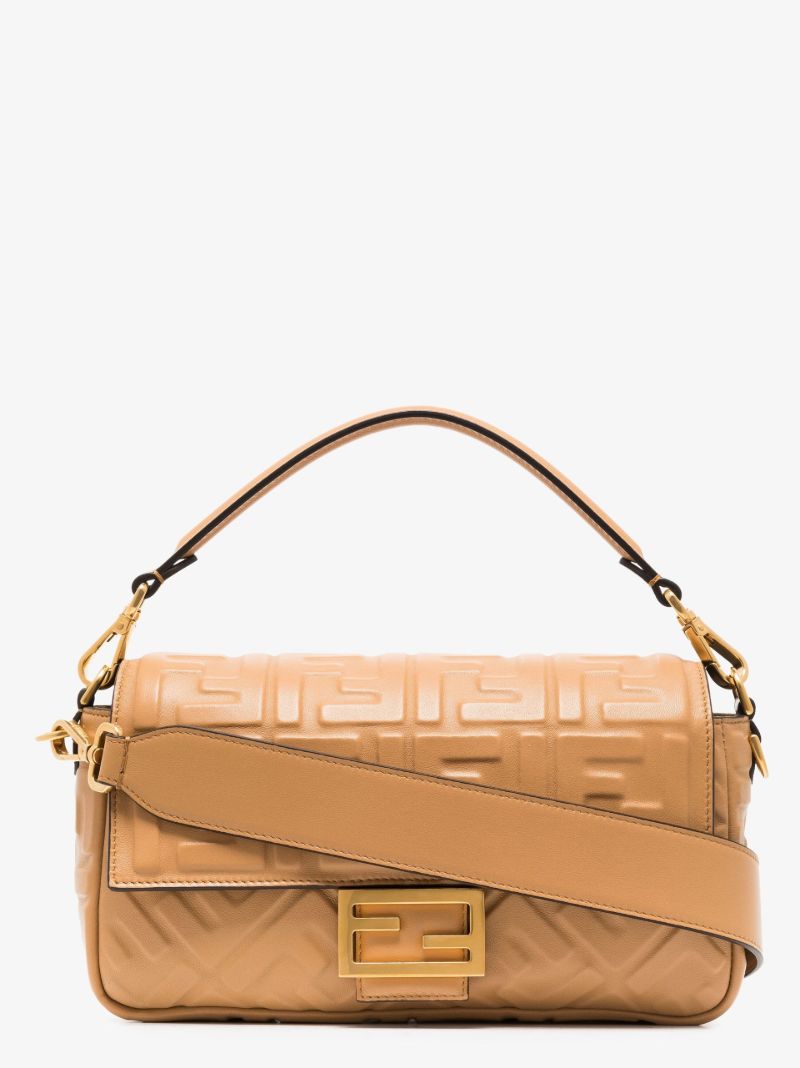 Neutral Baguette Monogram Leather Shoulder Bag