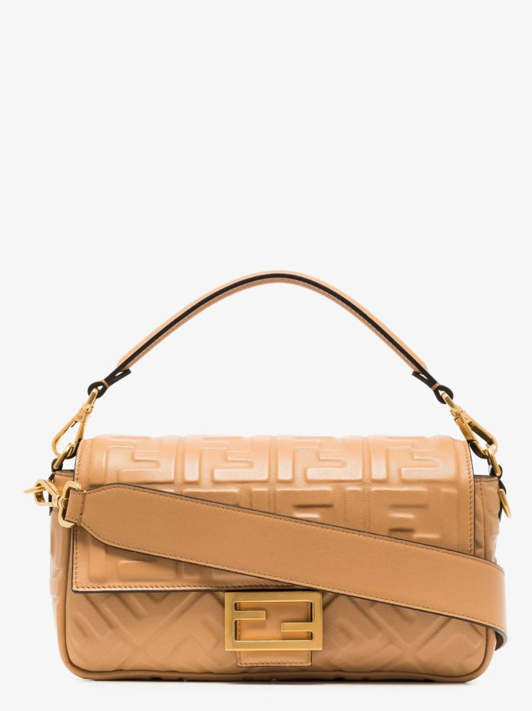 Neutral Baguette Monogram Leather Shoulder Bag