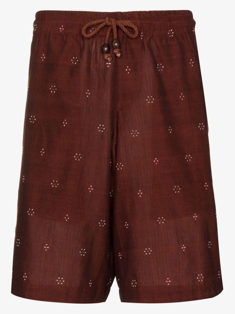 Red Hiri Printed Knee-length Shorts
