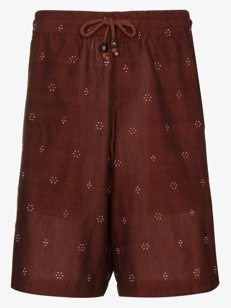 Red Hiri Printed Knee-length Shorts