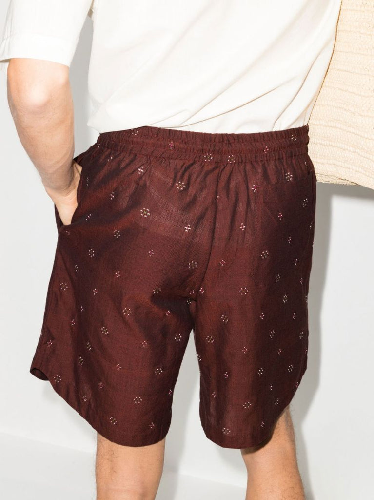 Red Hiri Printed Knee-length Shorts