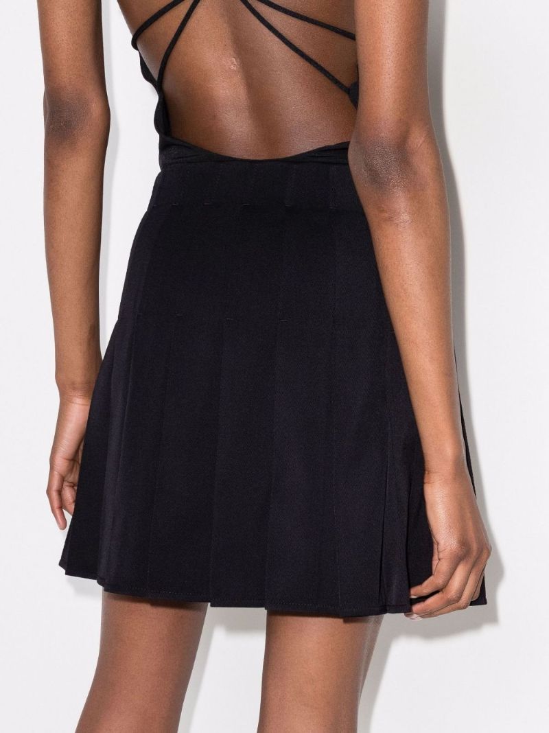 Pleated Wool Mini Skirt