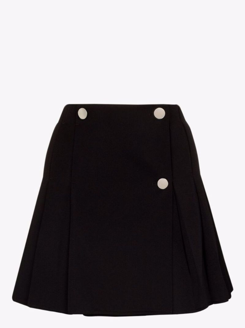 Pleated Wool Mini Skirt