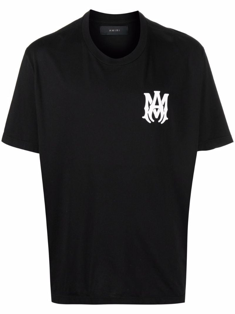 Black Cotton Logo Print T-shirt
