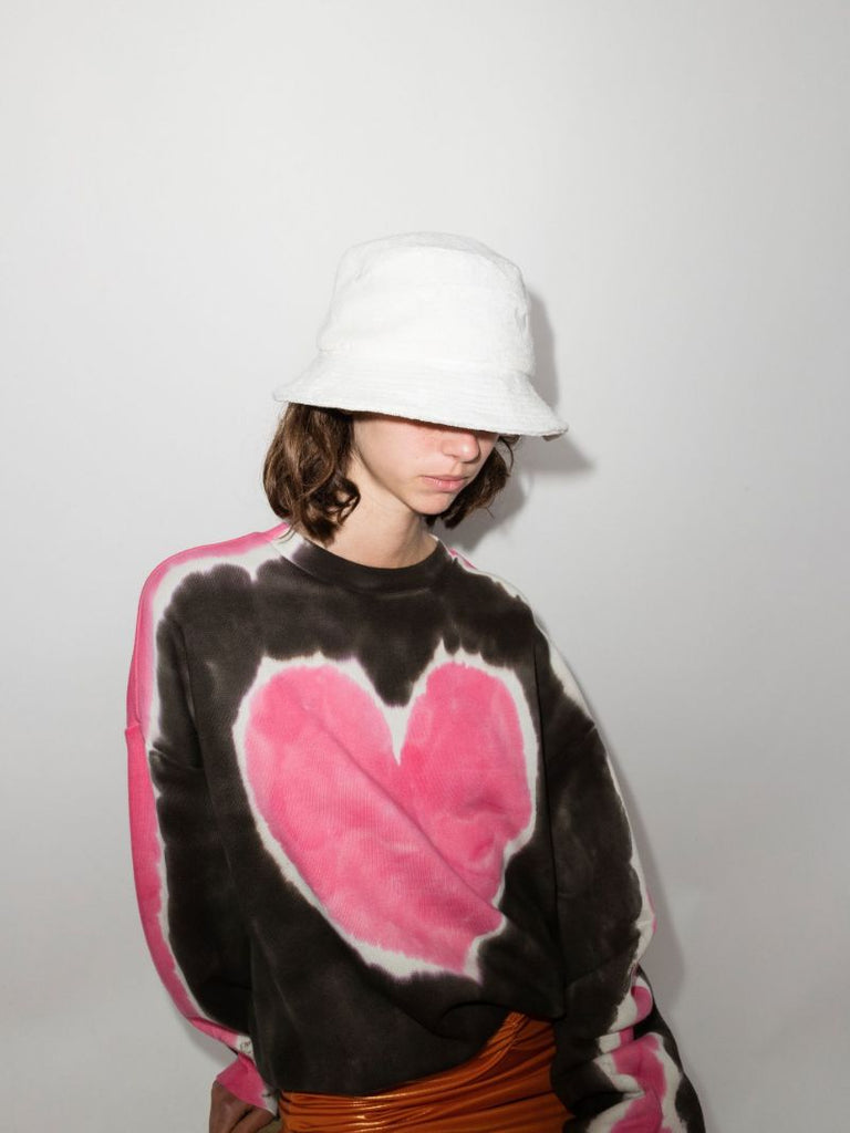 White Bianca Towelling Bucket Hat