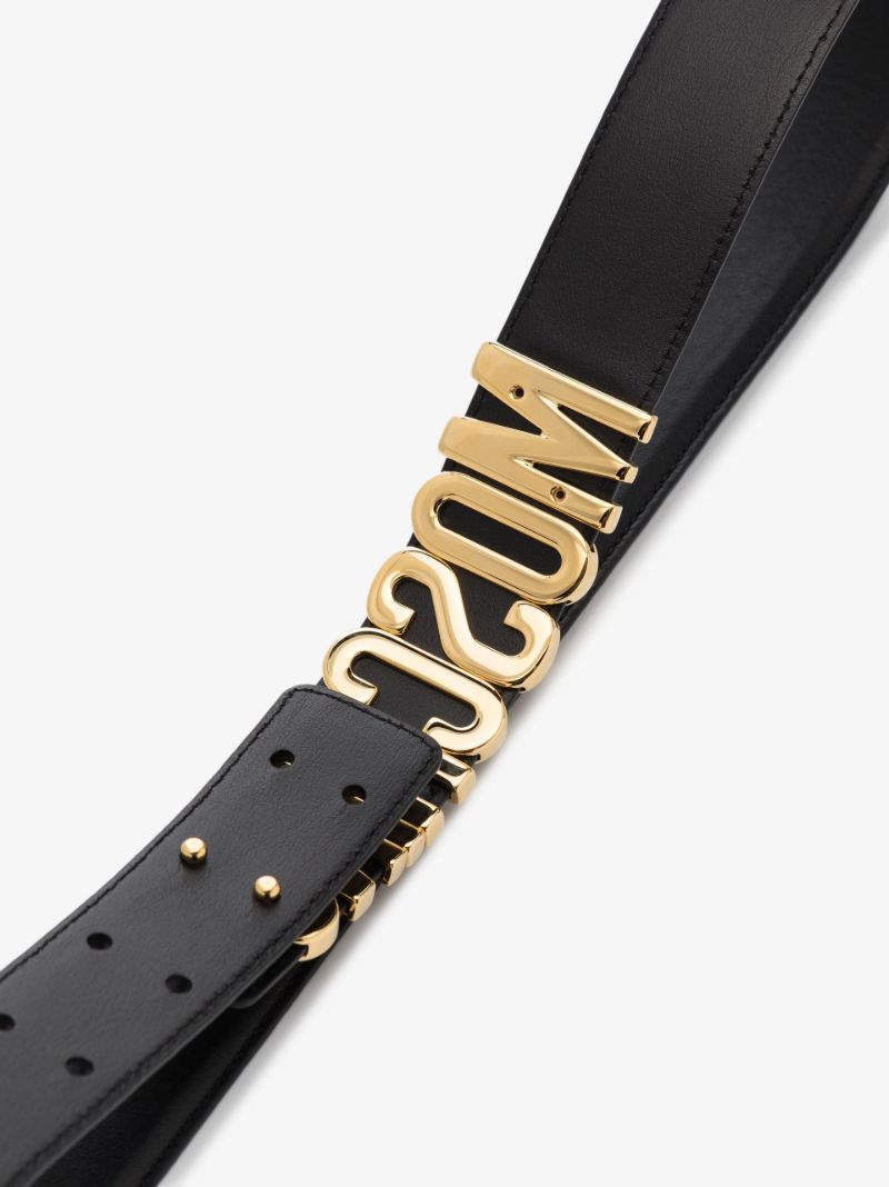 Black Classic Logo Plaque Leather Belt