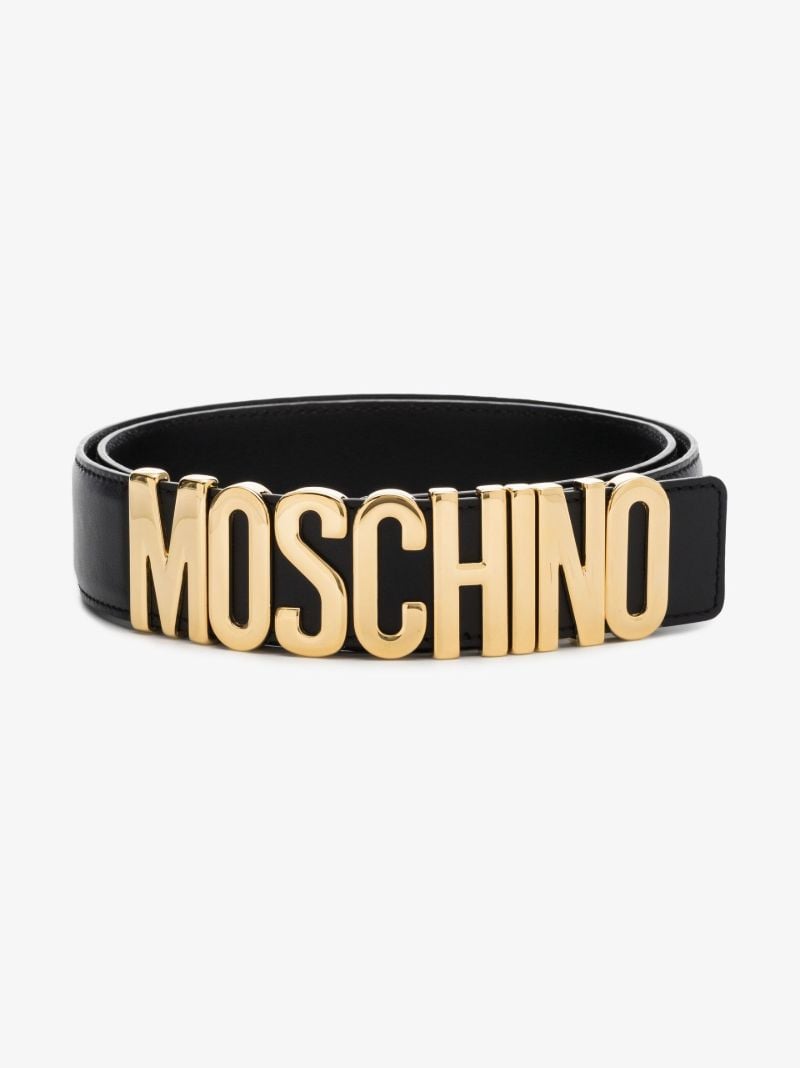 Black Classic Logo Plaque Leather Belt