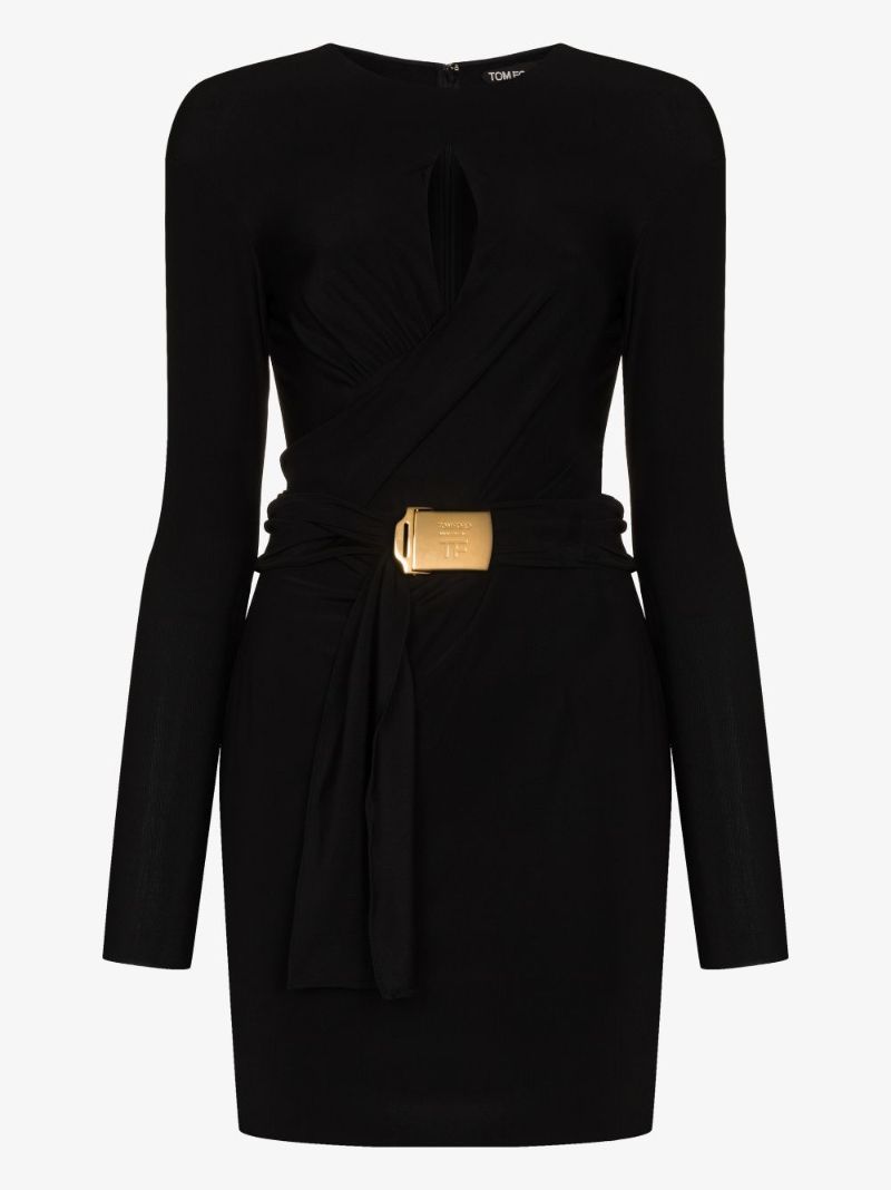 Belted Keyhole Mini Dress