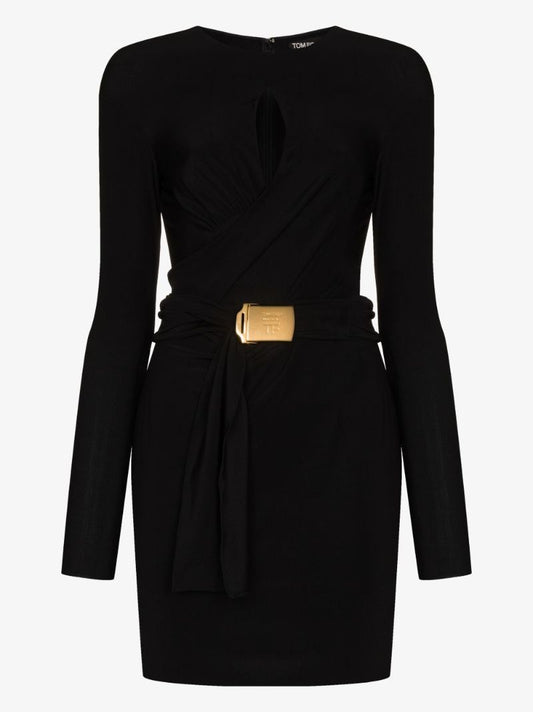 Belted Keyhole Mini Dress