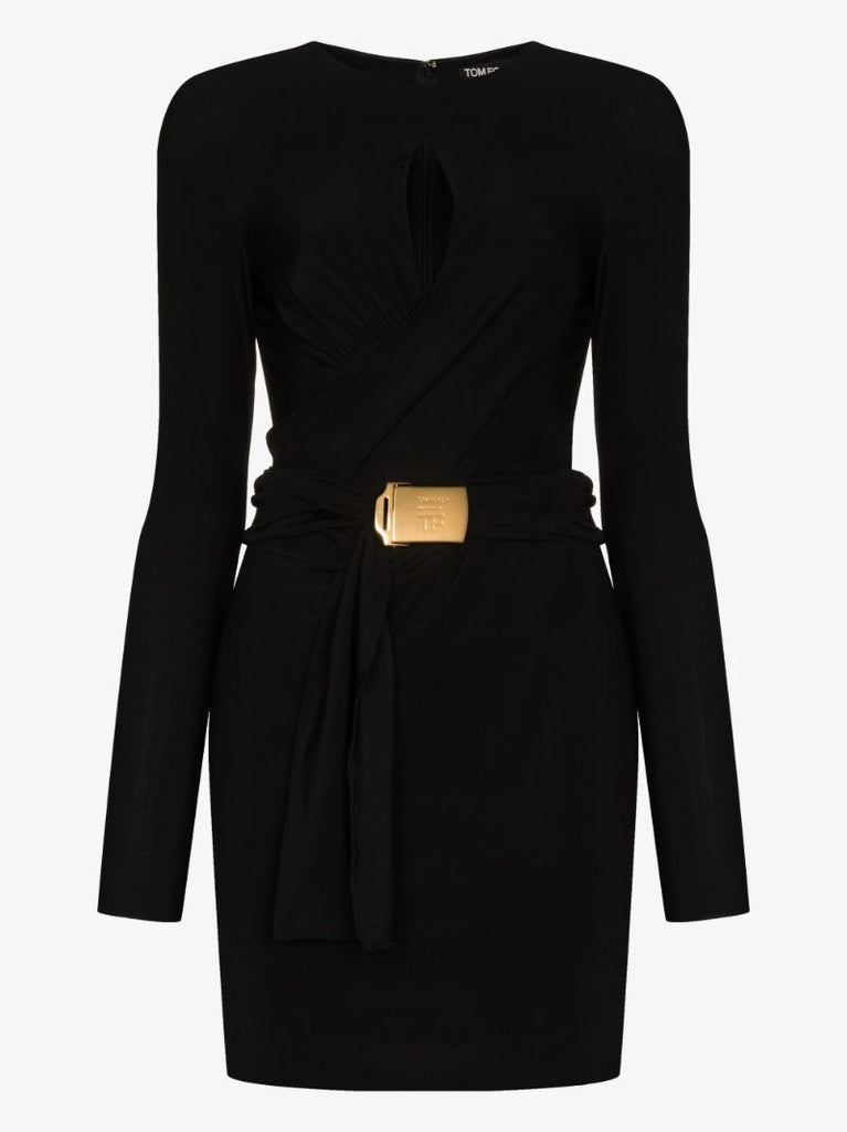 Belted Keyhole Mini Dress