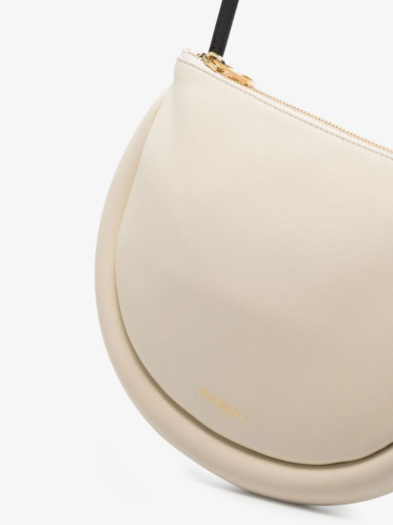 White the Bumper Moon Leather Shoulder Bag
