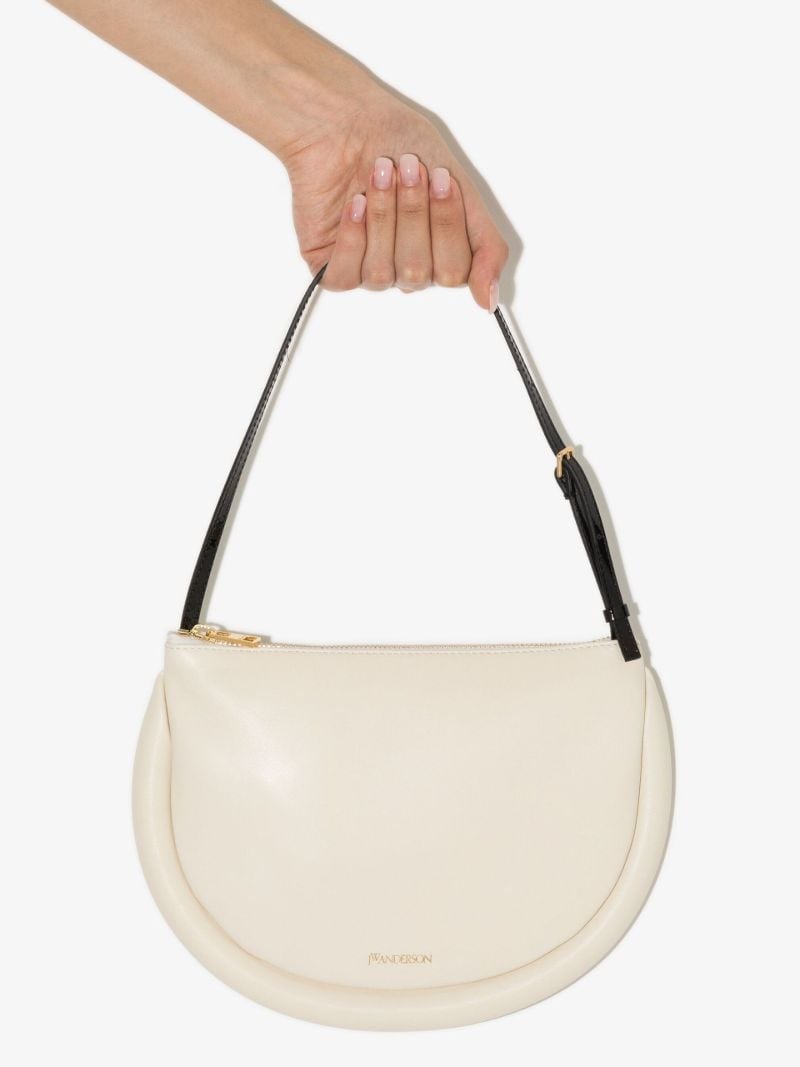 White the Bumper Moon Leather Shoulder Bag
