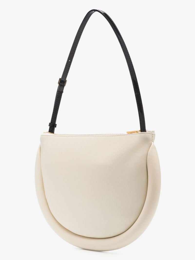 White the Bumper Moon Leather Shoulder Bag