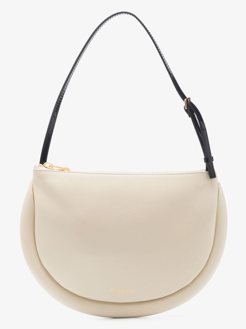 White the Bumper Moon Leather Shoulder Bag
