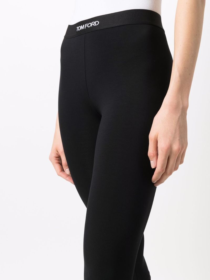 Black Logo Waistband Cropped Leggings