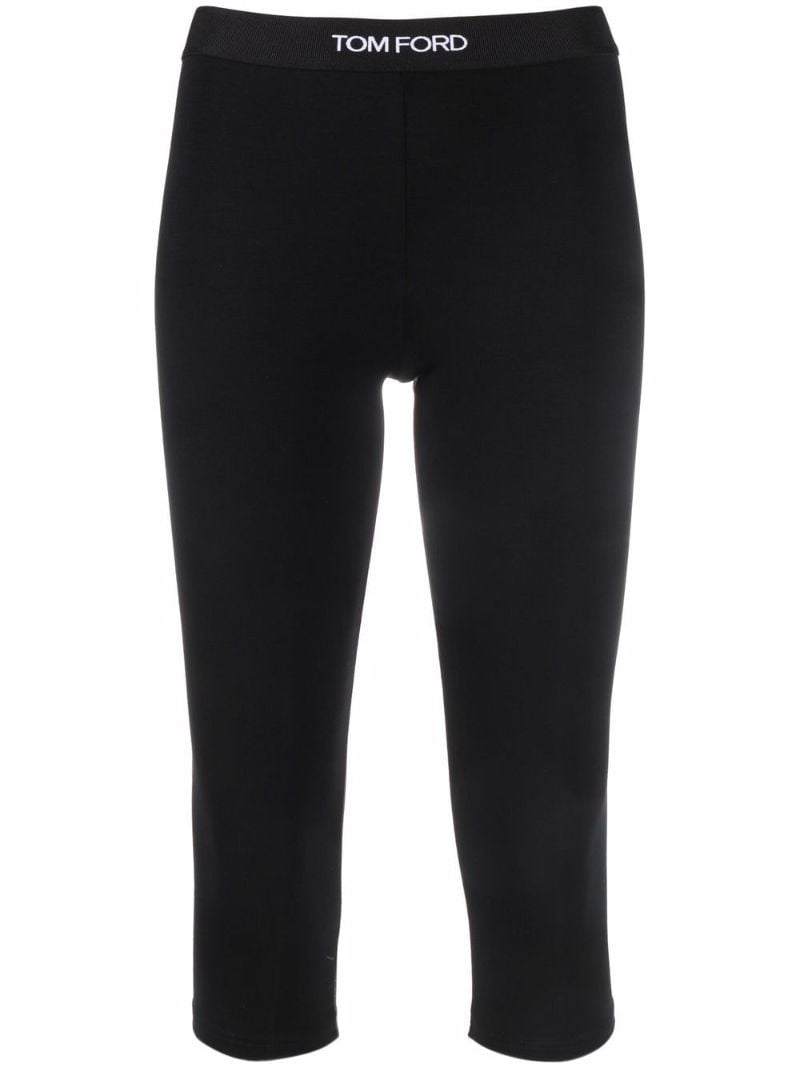 Black Logo Waistband Cropped Leggings
