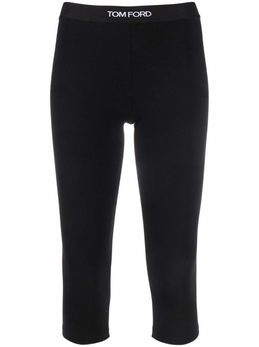 Black Logo Waistband Cropped Leggings