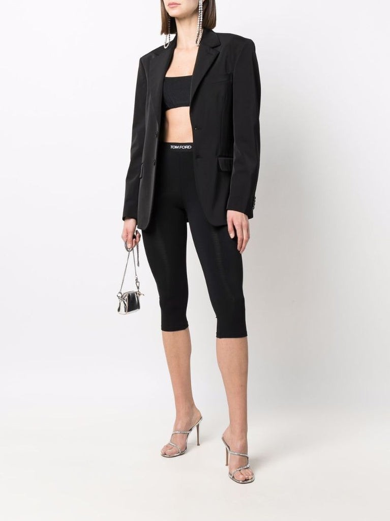 Black Logo Waistband Cropped Leggings