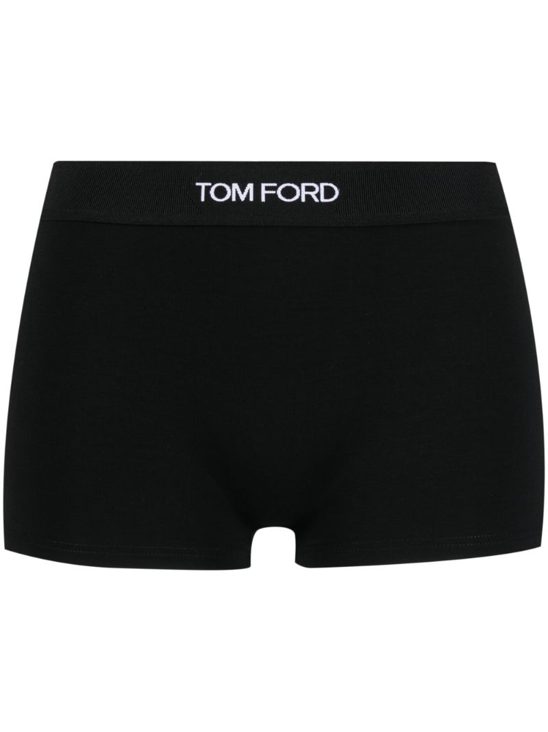 Black High Waist Logo Band Boxer Briefs
