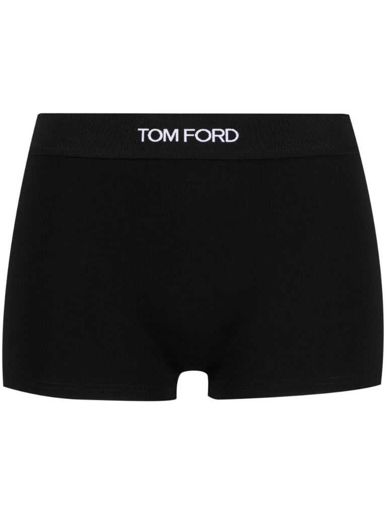 Black High Waist Logo Band Boxer Briefs