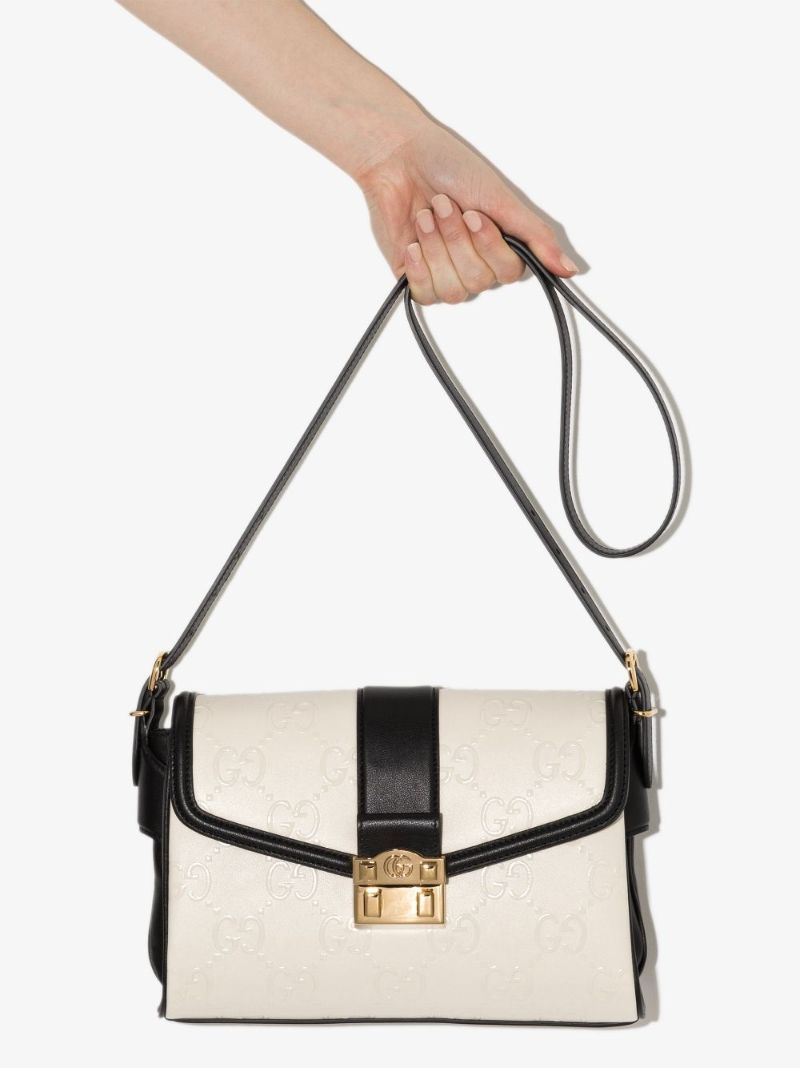White Gg Leather Shoulder Bag