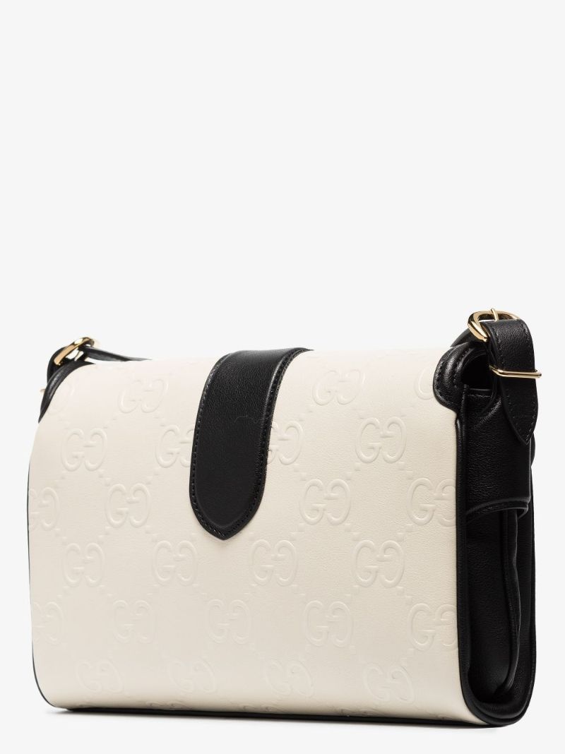 White Gg Leather Shoulder Bag