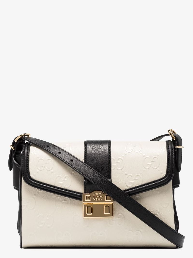 White Gg Leather Shoulder Bag