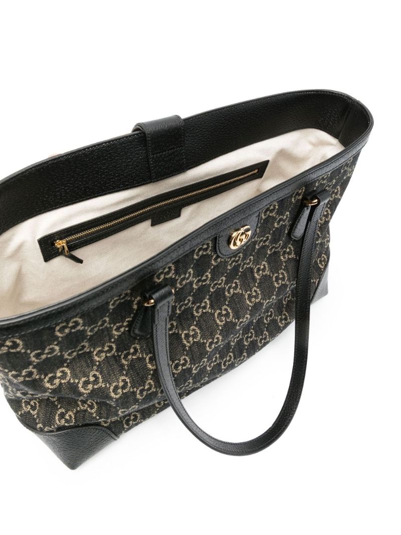 Black Ophidia Medium Gg Supreme Denim Tote Bag